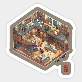 isometric cat library Sticker